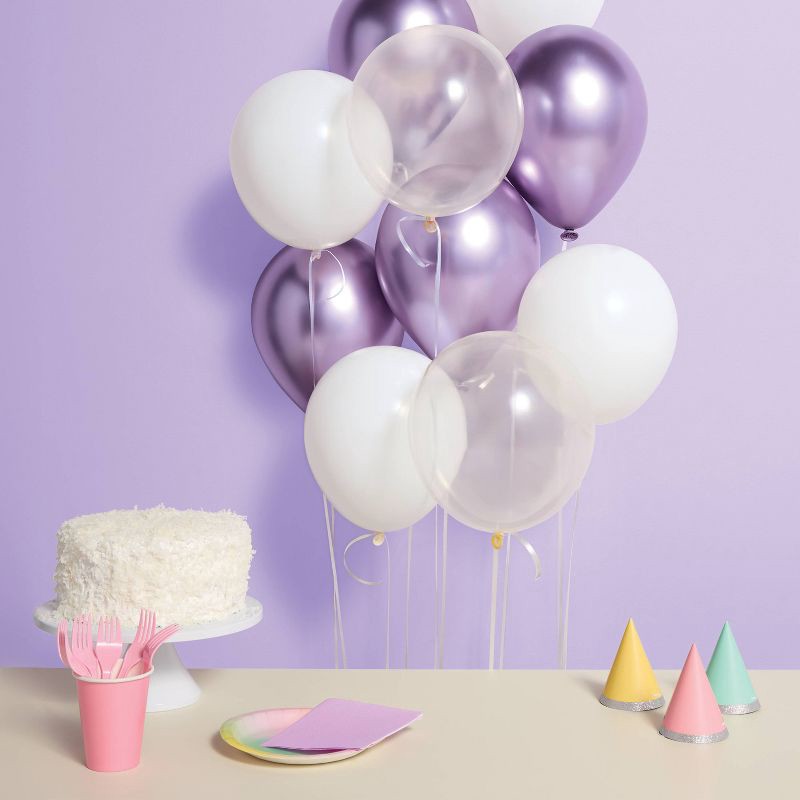 slide 2 of 4, 20ct Balloon Pack Chrome Purple/White - Spritz™, 20 ct