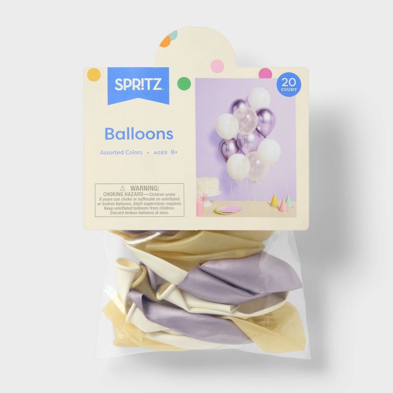 slide 4 of 4, 20ct Purple Chrome and White Balloon Pack - Spritz™, 20 ct