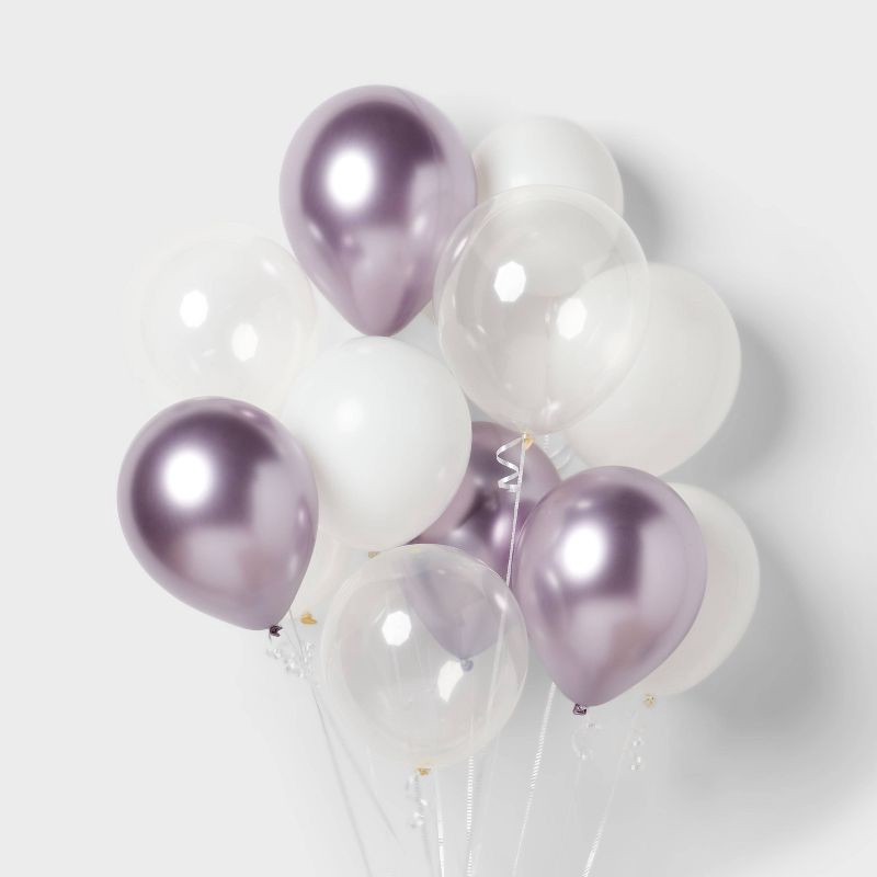 slide 1 of 4, 20ct Purple Chrome and White Balloon Pack - Spritz™, 20 ct