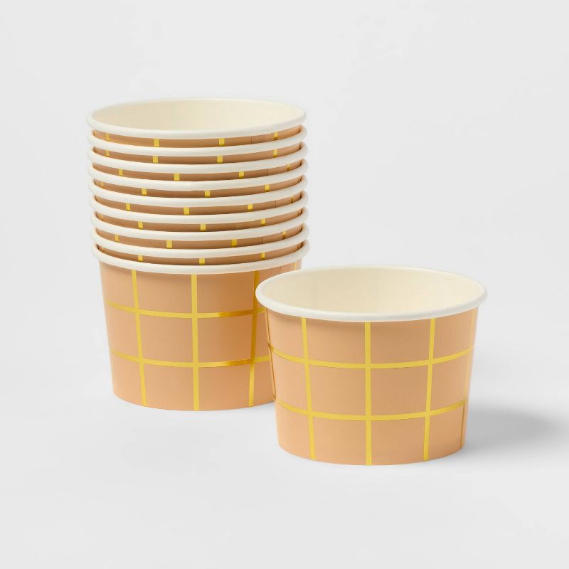 slide 1 of 3, 10ct Metallic Treat Cups with Waffle Cone Print Gold - Spritz™, 10 ct