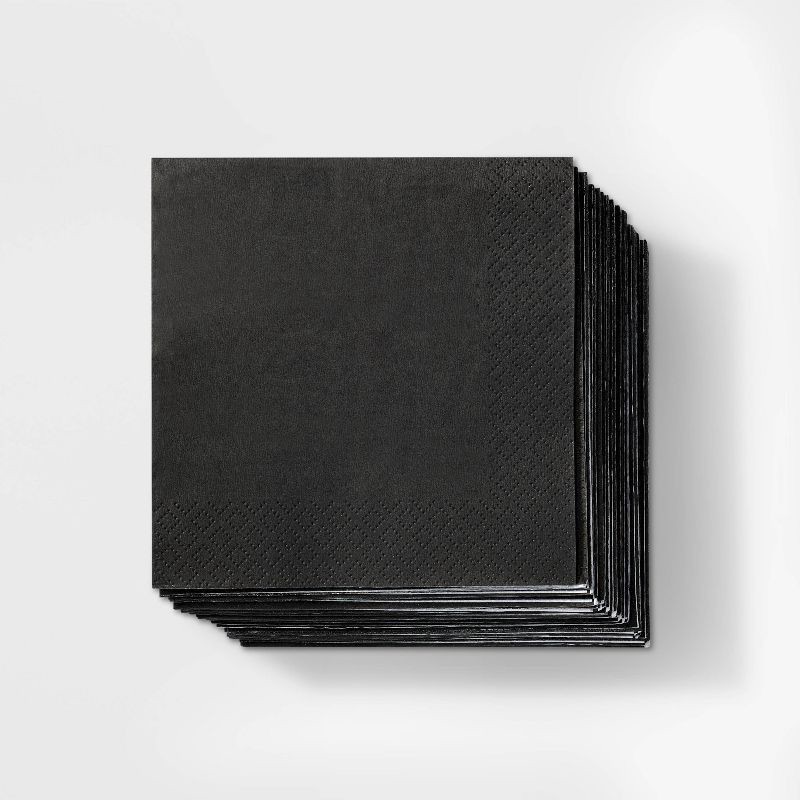 slide 1 of 3, 30ct Beverage Napkins Black - Spritz™, 30 ct
