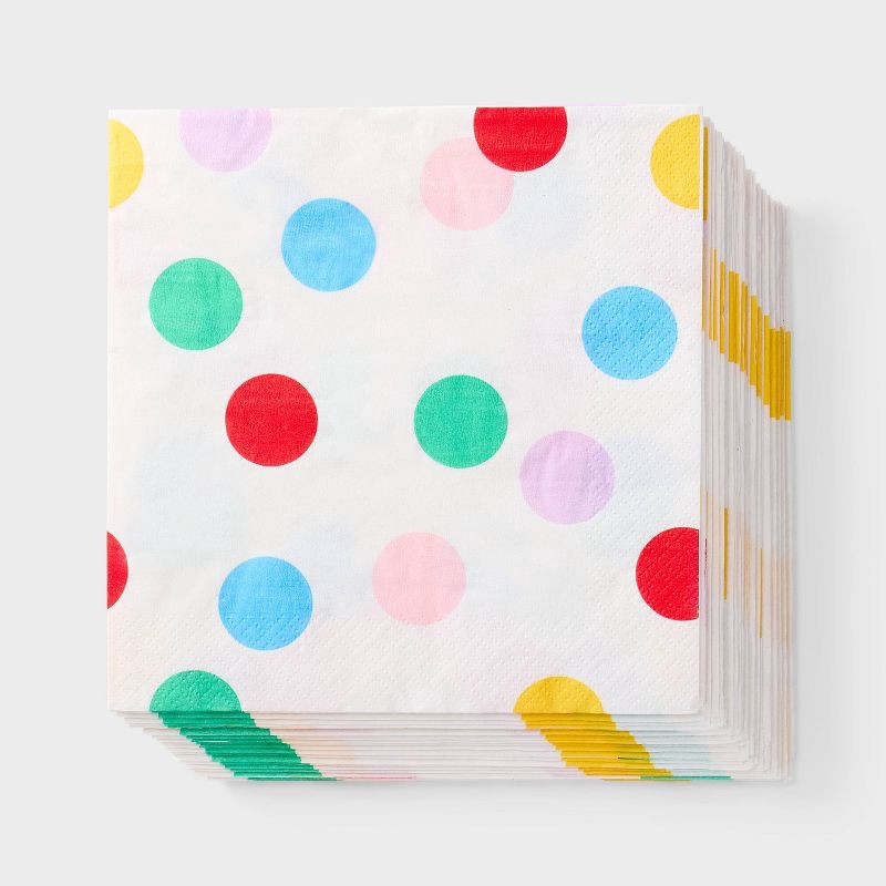 slide 1 of 3, 30ct Confetti Dots Lunch Napkins - Spritz™, 30 ct