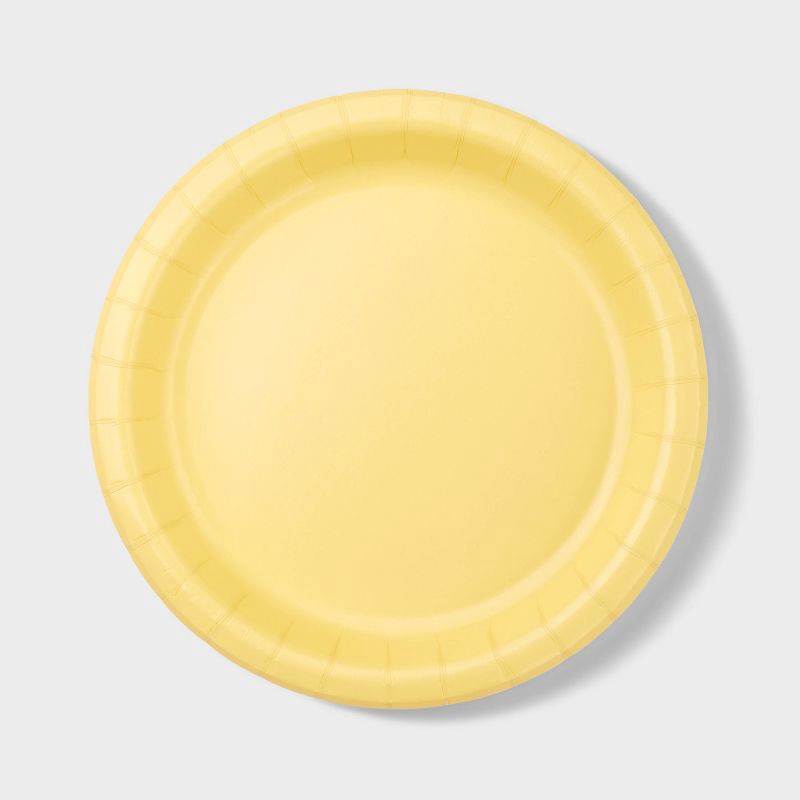 slide 1 of 3, 20ct 8.5" Disposable Dinner Plates Yellow - Spritz™, 20 ct