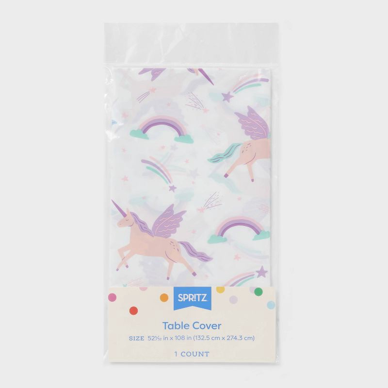 slide 3 of 3, Unicorn Print Rectangular Table Cover - Spritz™, 1 ct