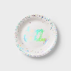 20ct Iridescent Happy Birthday Snack Plates - Spritz™