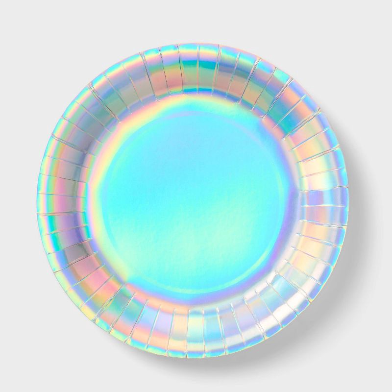 slide 1 of 3, 20ct Disposable Holographic Dinner Plates White - Spritz™, 20 ct