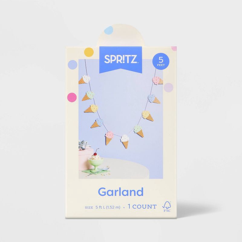 slide 4 of 4, Ice Cream Garland with Gold Metallic - Spritz™, 1 ct