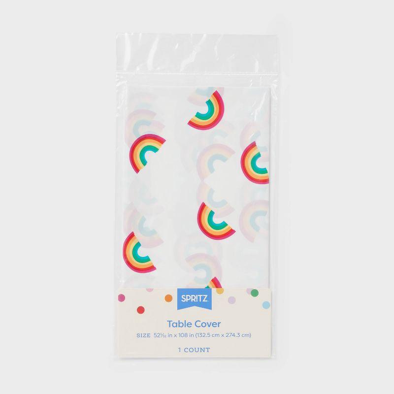 slide 3 of 3, Rainbow Gradient Border Print Rectangular Table Cover - Spritz™, 1 ct