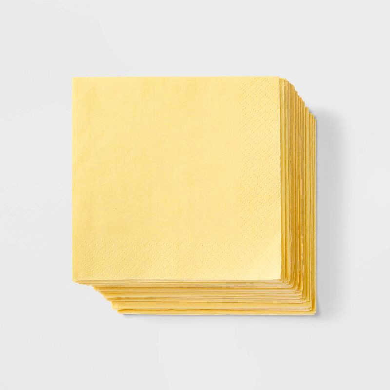 slide 1 of 3, 30ct Beverage Napkins Yellow - Spritz™, 30 ct