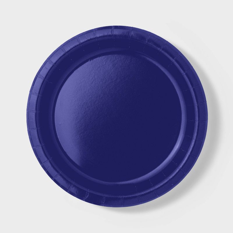 slide 1 of 3, 20ct 8.5" Disposable Dinner Plates Navy Blue - Spritz™, 20 ct