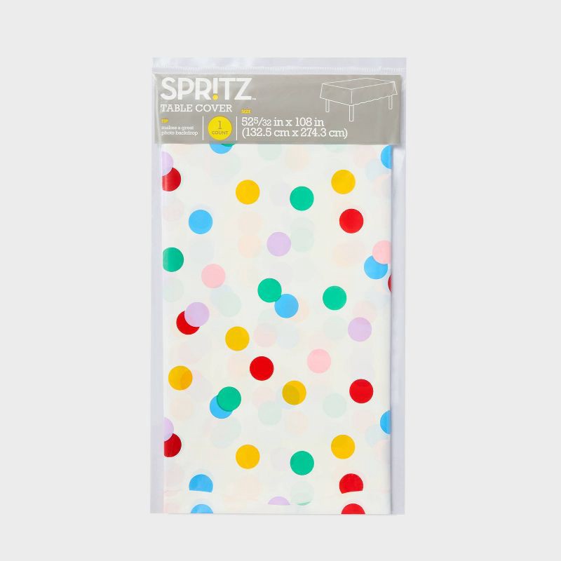 slide 3 of 3, Happy Collection Confetti Dot Rectangular Table Cover - Spritz™, 1 ct