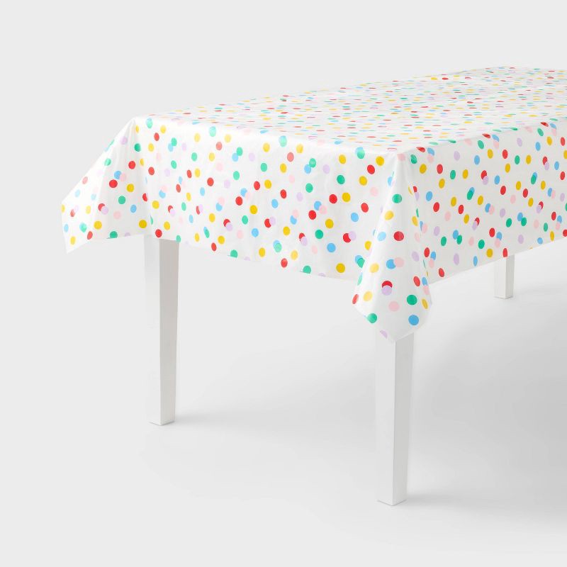 slide 1 of 3, Happy Collection Confetti Dot Rectangular Table Cover - Spritz™, 1 ct