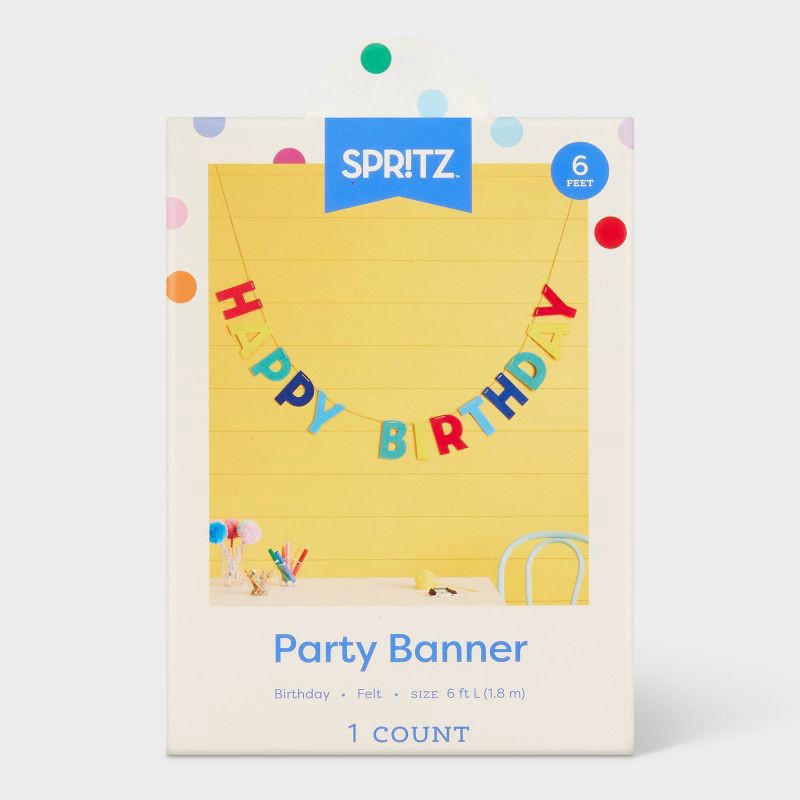 slide 4 of 4, Felt Happy Birthday Banner - Spritz™, 1 ct