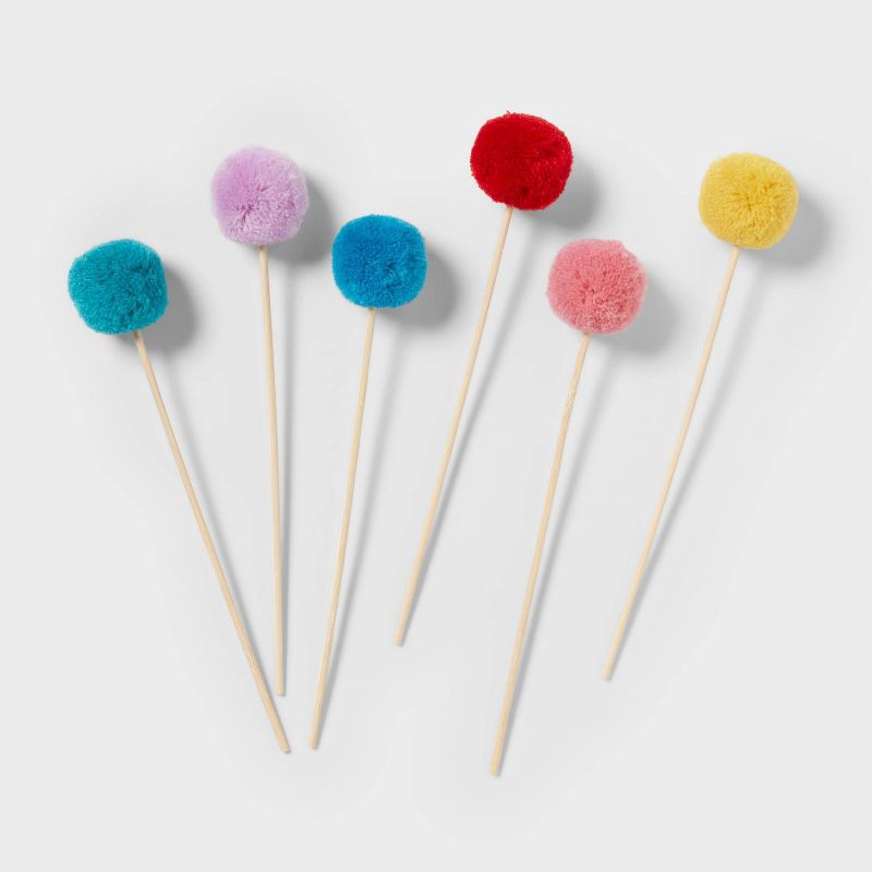 slide 1 of 3, 6ct Pom-Pom Cake Toppers - Spritz™, 6 ct