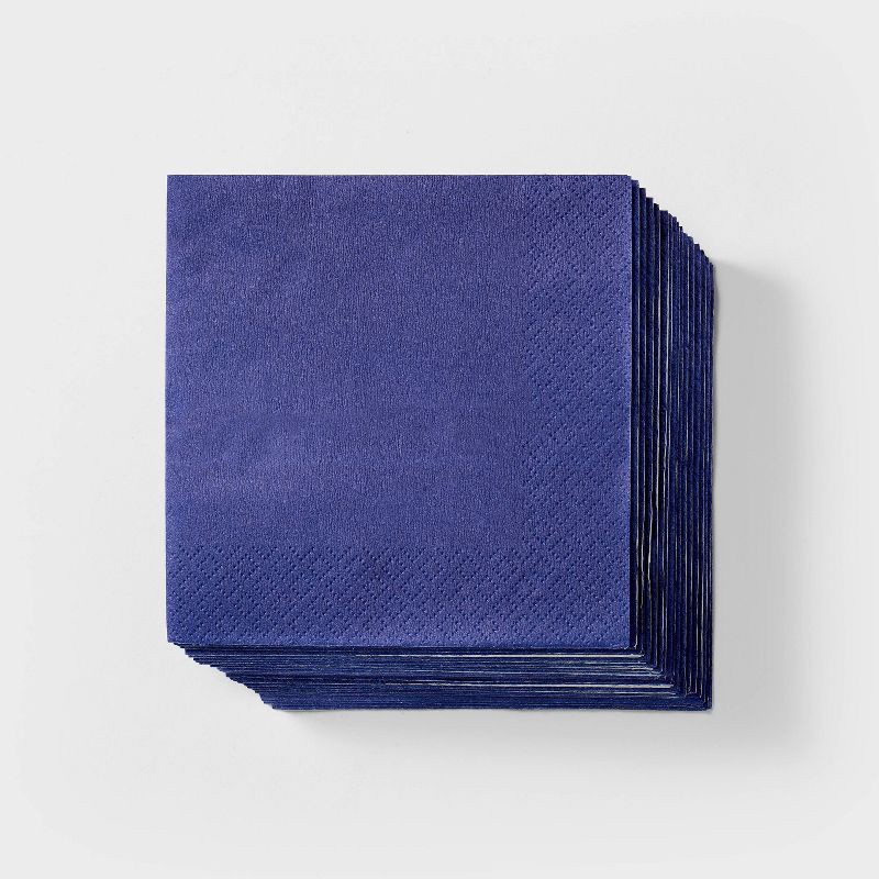 slide 1 of 3, 30ct Beverage Napkins Navy - Spritz™, 30 ct