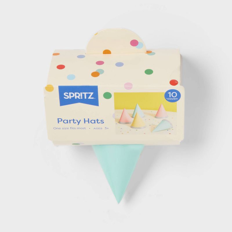 slide 3 of 4, 10ct 4" Glittered Party Hats Silver - Spritz™, 10 ct