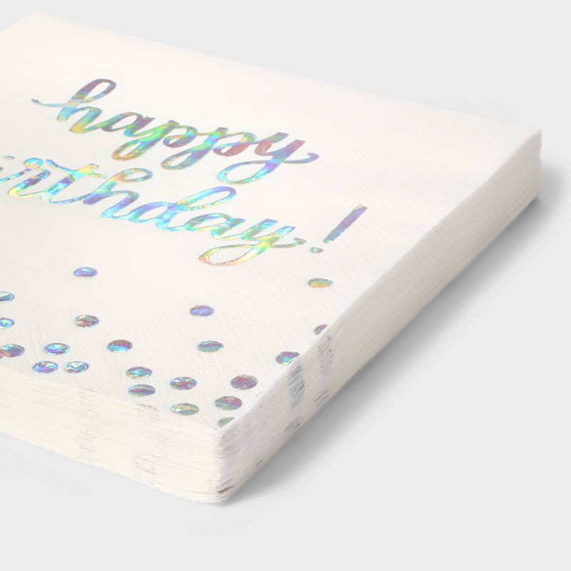 slide 3 of 3, 30ct Lunch Napkins 'Happy Birthday' Iridescent - Spritz™, 30 ct