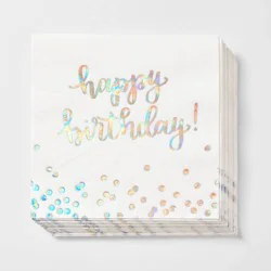 30ct Lunch Napkins 'Happy Birthday' Iridescent - Spritz™