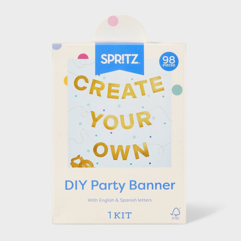 slide 4 of 4, Gold Metallic Create Your Own Banner - Spritz™, 1 ct