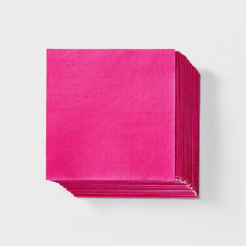 slide 1 of 3, 30ct Beverage Napkins Hot Pink - Spritz™, 30 ct
