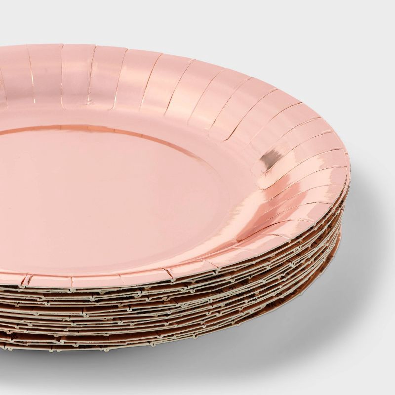 slide 3 of 3, 20ct Disposable Foil Board Dinner Plates Rose Gold - Spritz™, 20 ct