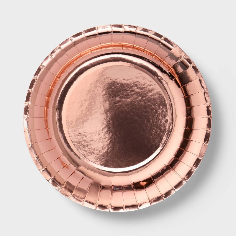 slide 1 of 3, 20ct Disposable Foil Board Dinner Plates Rose Gold - Spritz™, 20 ct