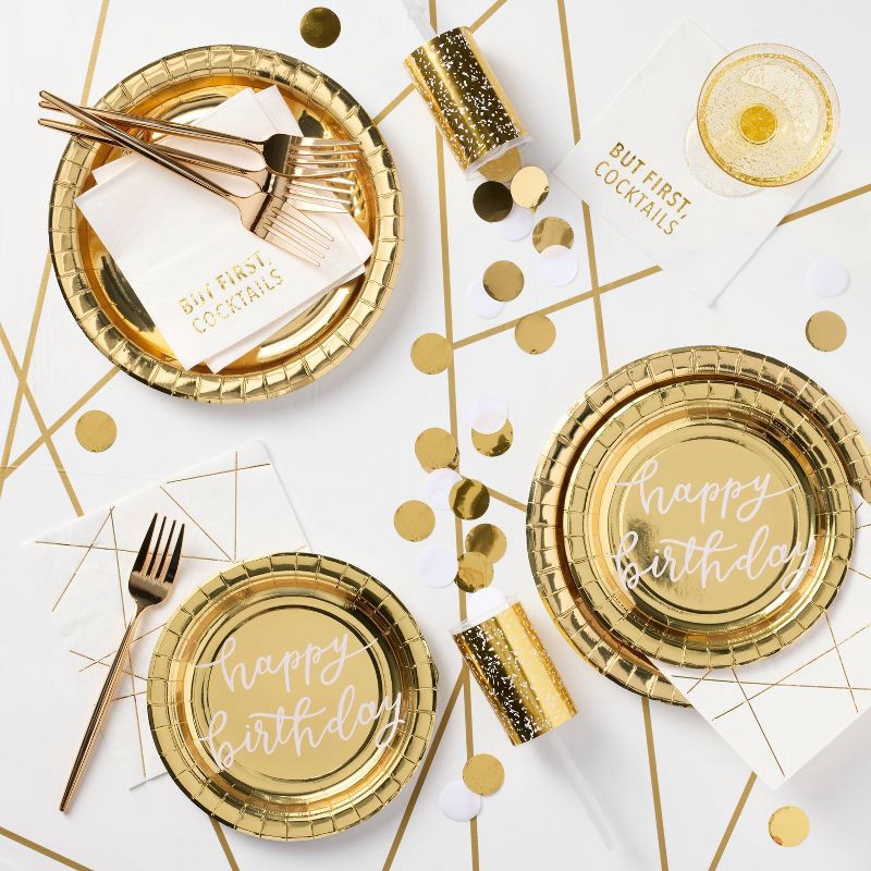 slide 2 of 3, 30ct Metallic Gold Lunch Napkins - Spritz™, 30 ct