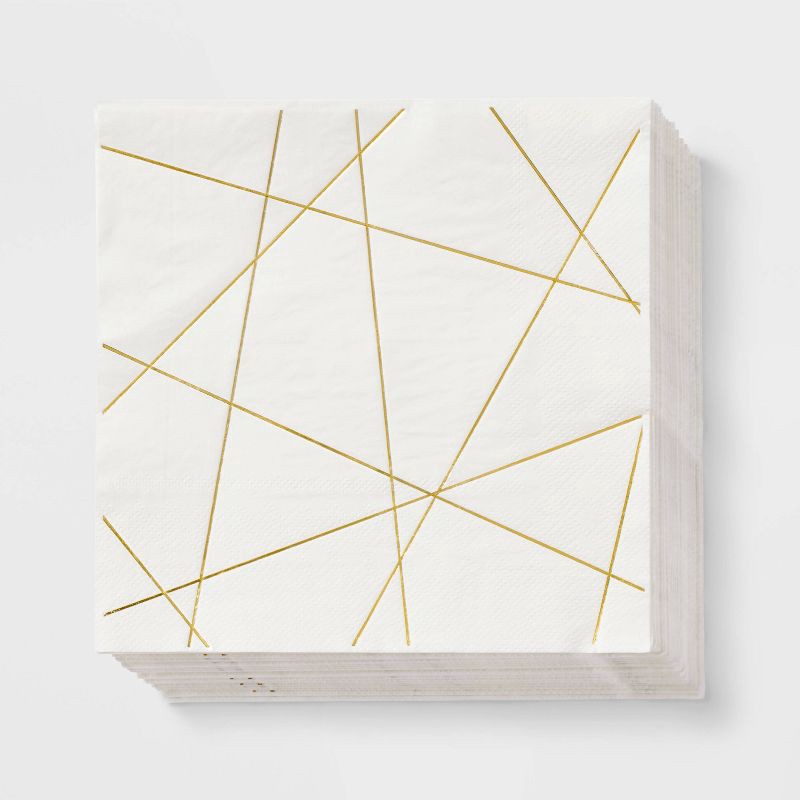 slide 1 of 3, 30ct Metallic Gold Lunch Napkins - Spritz™, 30 ct