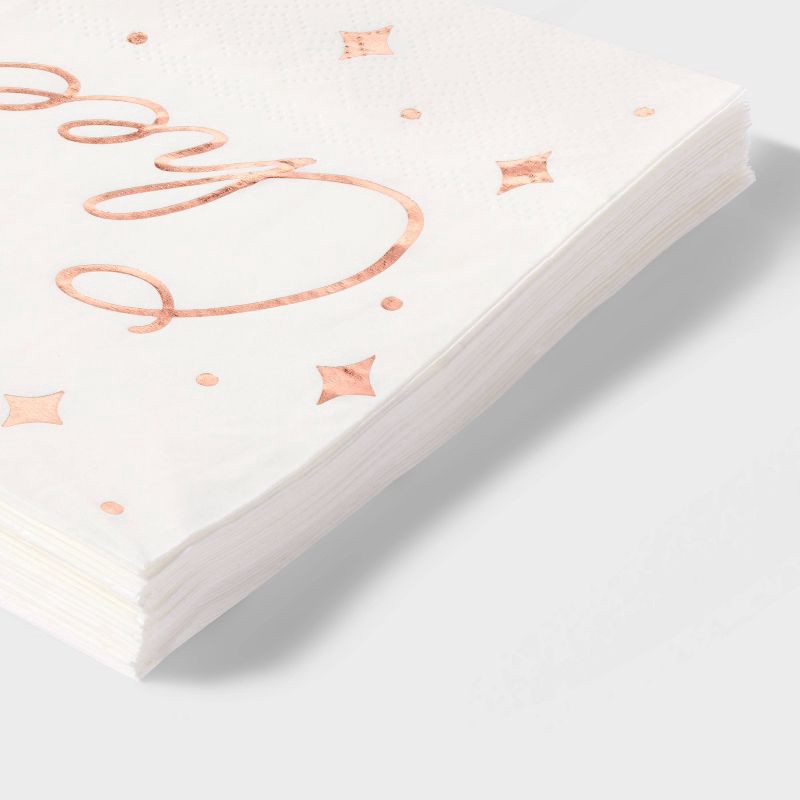 slide 3 of 3, 30ct Beverage Napkins 'Cheers' Rose Gold - Spritz™, 30 ct