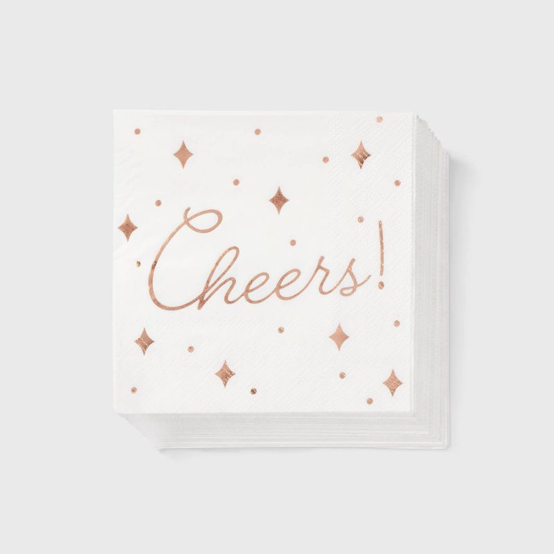 slide 1 of 3, 30ct Beverage Napkins 'Cheers' Rose Gold - Spritz™, 30 ct