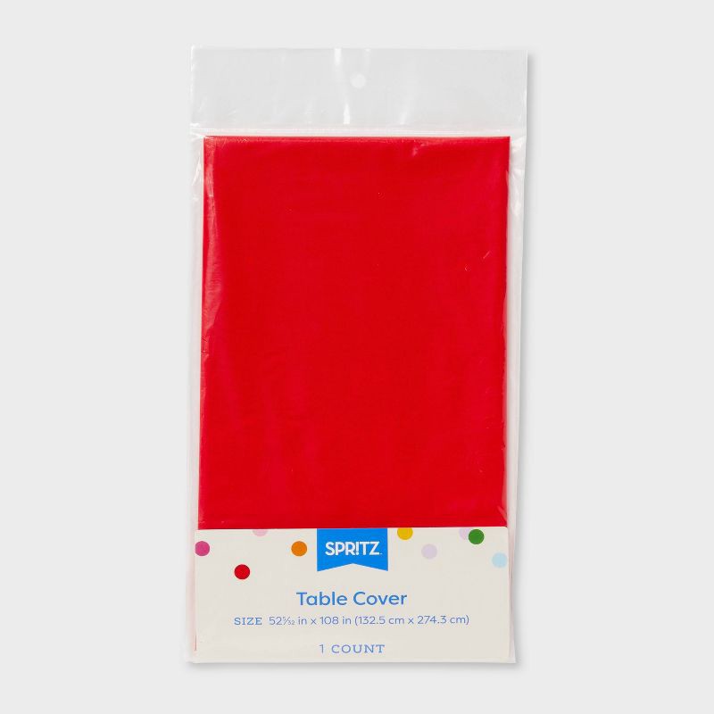 slide 3 of 3, Rectangular Disposable Table Cover Red - Spritz™, 1 ct