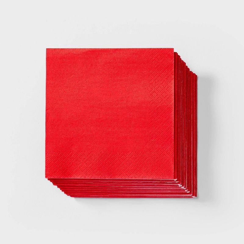 slide 1 of 3, 30ct Beverage Napkins Red - Spritz™, 30 ct