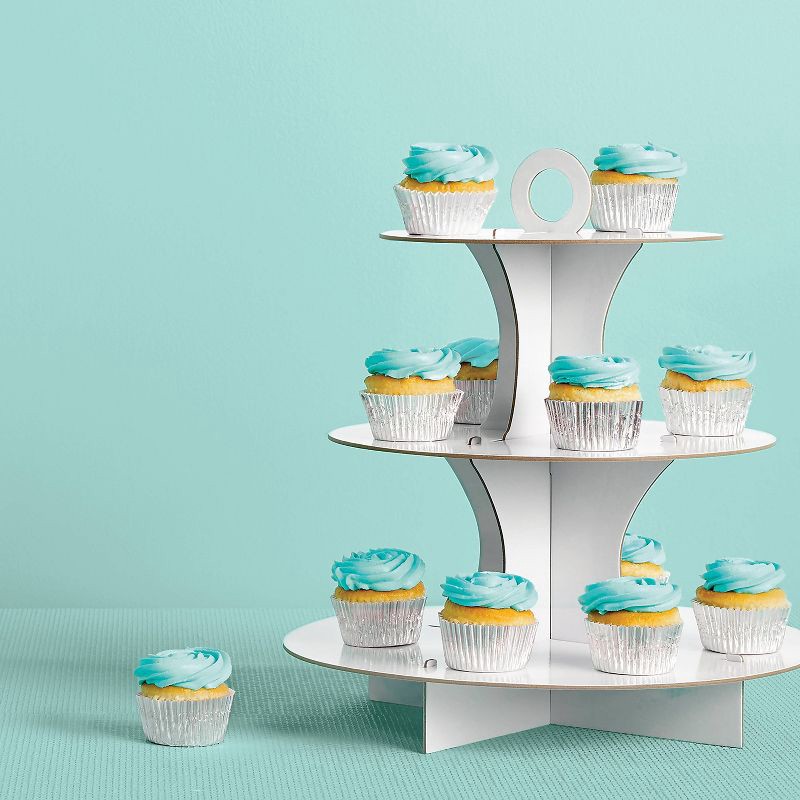 slide 2 of 3, White 3-Tier Cupcake Stand - Spritz™, 1 ct