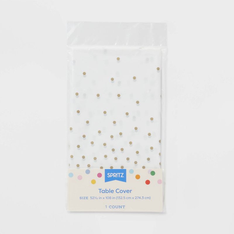 slide 3 of 4, Gold Confetti Print Rectangular Table Cover - Spritz™, 1 ct