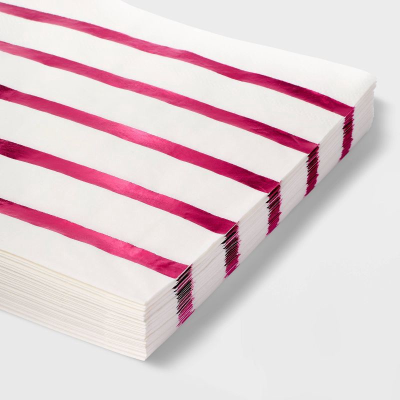 slide 3 of 3, 30ct Hot Pink Striped Lunch Napkins - Spritz™, 30 ct