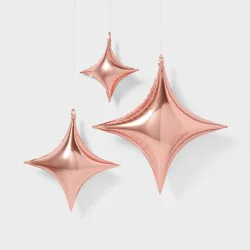 3ct Rose Gold Star Shaped Foil Balloons - Spritz™