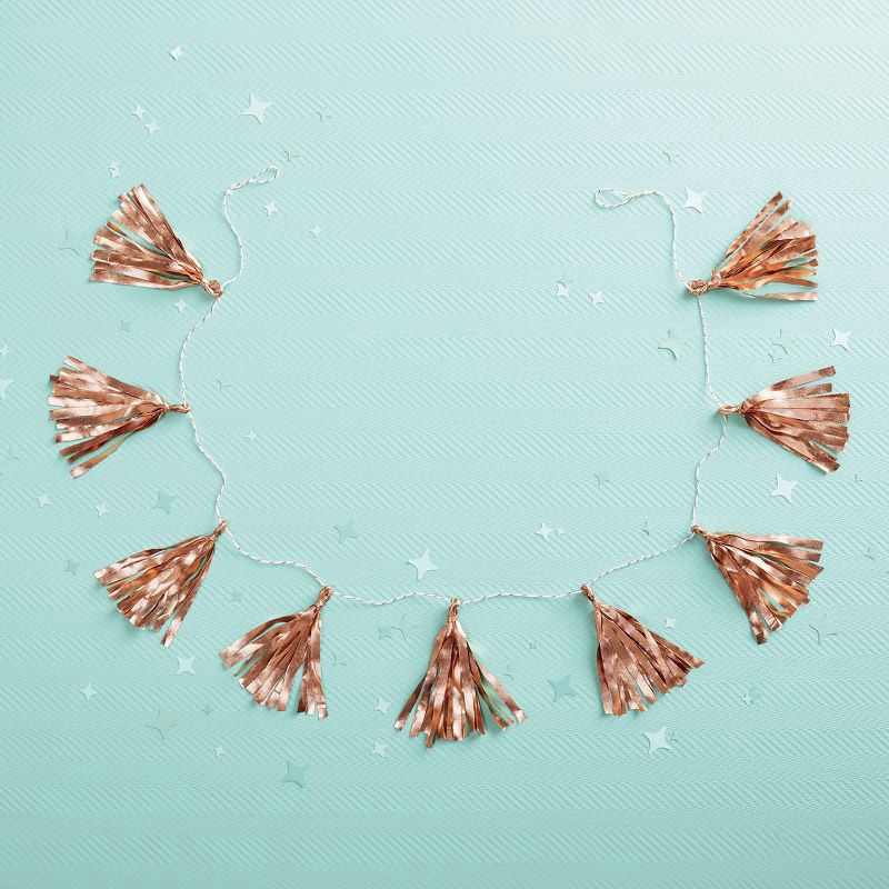 slide 2 of 4, Rose Gold Metallic Tassel Garland - Spritz™, 1 ct