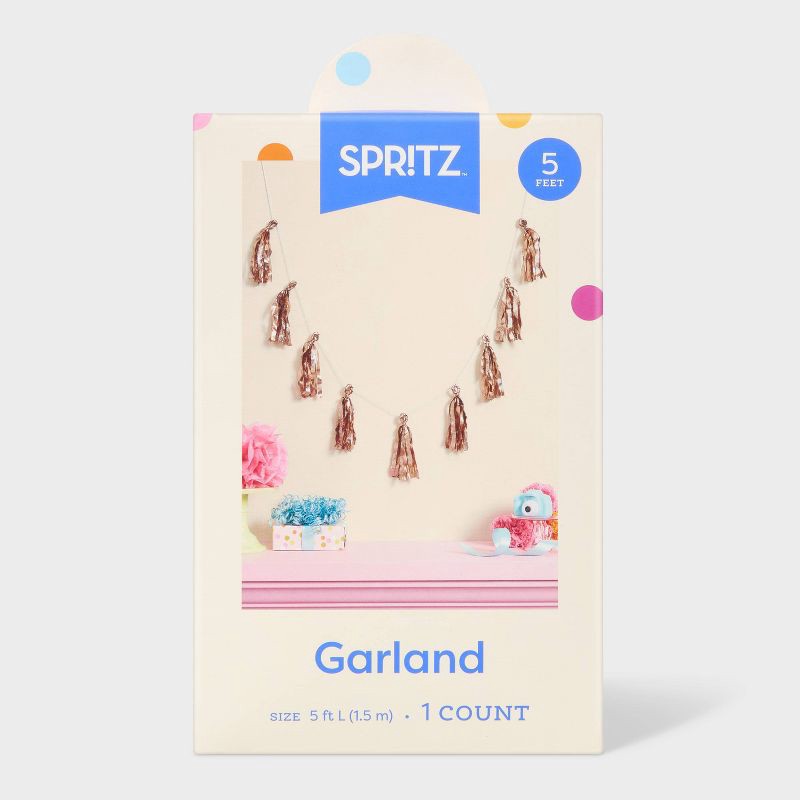 slide 4 of 4, Rose Gold Metallic Tassel Garland - Spritz™, 1 ct