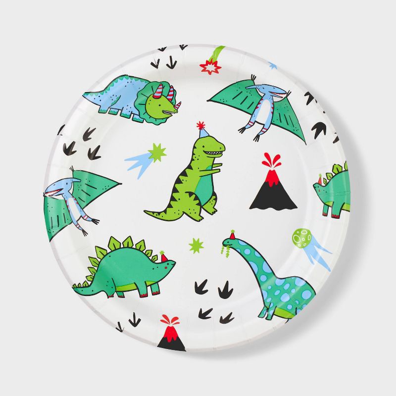 slide 1 of 3, 20ct 8.5" Disposable Dinosaur Dinner Plates - Spritz™, 20 ct