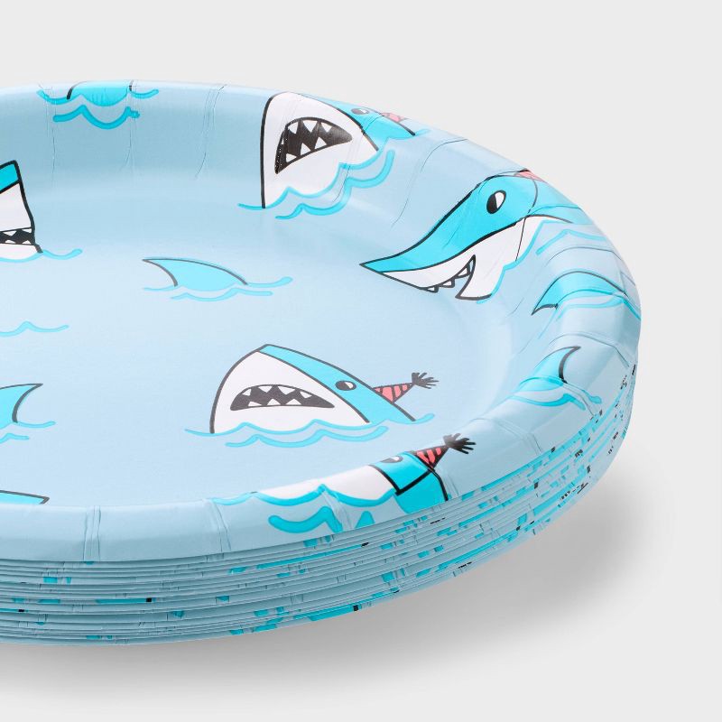 slide 3 of 3, 20ct 8.5" Disposable Shark Dinner Plates - Spritz™, 20 ct