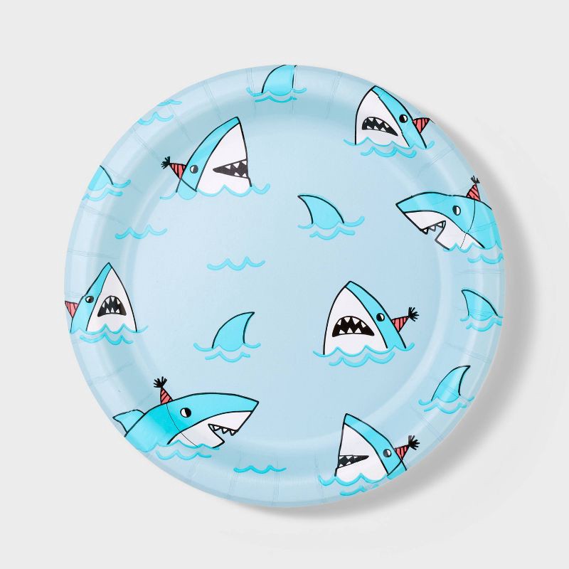 slide 1 of 3, 20ct 8.5" Disposable Shark Dinner Plates - Spritz™, 20 ct