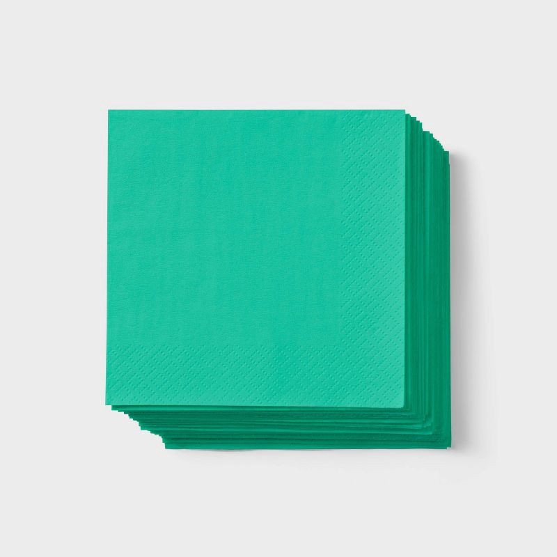 slide 1 of 3, 30ct Beverage Napkins Green - Spritz™, 30 ct