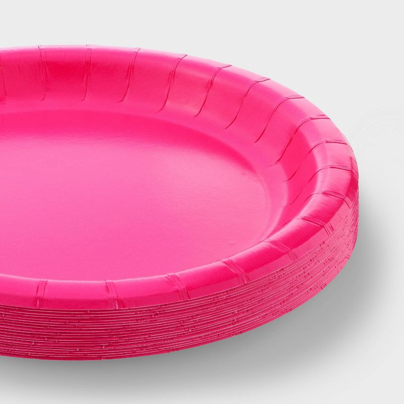 slide 3 of 3, 20ct 8.5" Disposable Dinner Plates Hot Pink - Spritz™, 20 ct