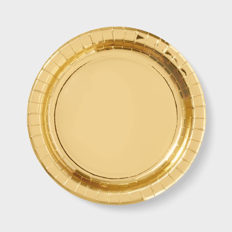 slide 1 of 3, 20ct 8.5" Disposable Metallic Plates Gold - Spritz™, 20 ct