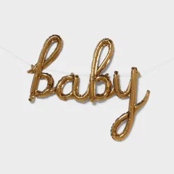 "baby" Script Foil Balloon Banner Gold - Spritz™