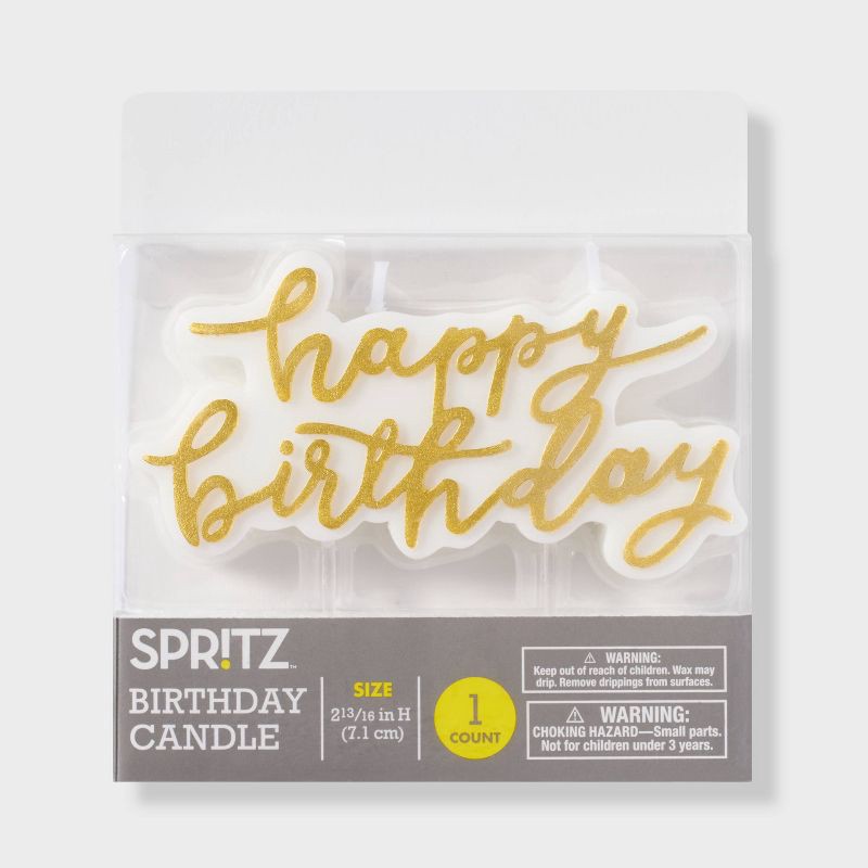 slide 3 of 4, Gold Happy Birthday Candle - Spritz™, 1 ct