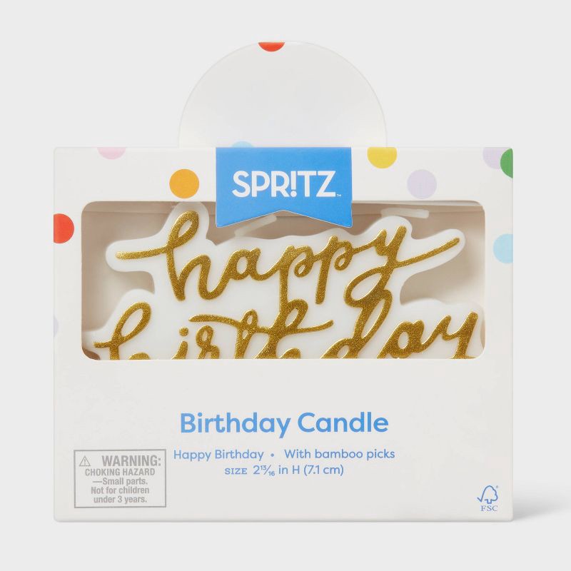 slide 3 of 4, Gold Happy Birthday Candle - Spritz™, 1 ct