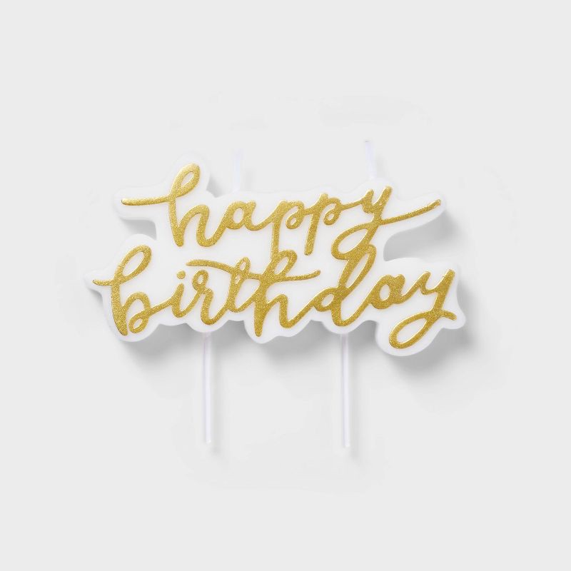 slide 1 of 4, Gold Happy Birthday Candle - Spritz™, 1 ct