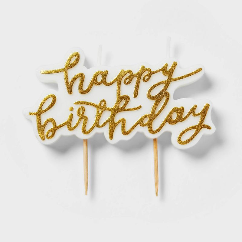 slide 1 of 4, Gold Happy Birthday Candle - Spritz™, 1 ct