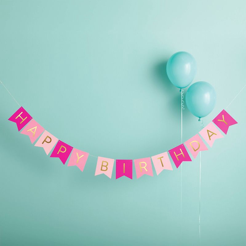 slide 2 of 4, Hot Pink Happy Birthday Banner - Spritz™, 1 ct